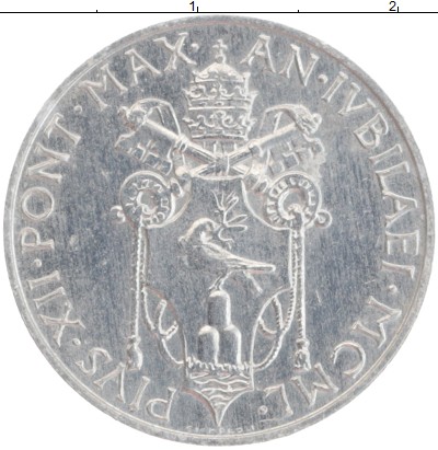 

Монеты Клуб Нумизмат, Монета Ватикан 1 лира 1950 Пий XII Алюминий UNC-