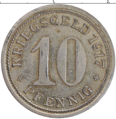 

Монеты Клуб Нумизмат, Монета Германия : Нотгельды 10 пфеннигов 1917 Ваттеншайд Железо XF