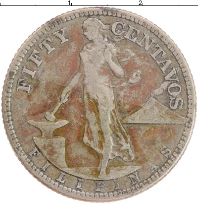 

Монеты Клуб Нумизмат, Монета Филиппины 50 сентаво 1919 Американская администрация Сереб...