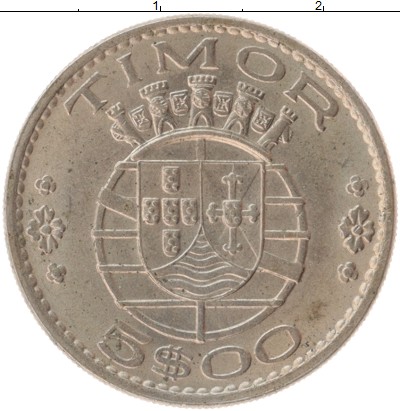 

Монеты Клуб Нумизмат, Монета Тимор 5 эскудо 1970 Медно-никель XF