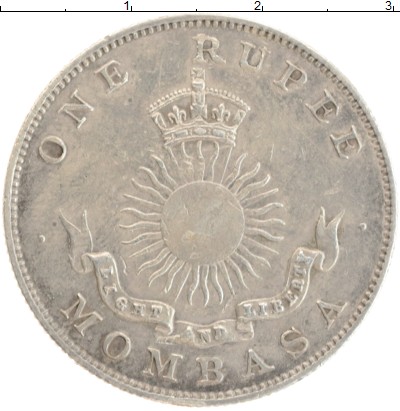 

Монеты Клуб Нумизмат, Монета Момбаса 1 рупия 1888 Серебро XF
