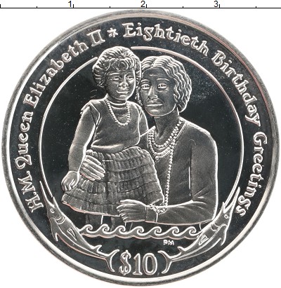 

Монеты Клуб Нумизмат, Монета Виргинские острова 10 долларов 2006 80 лет королеве Елизав...
