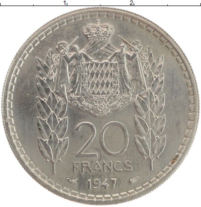 

Мелочь Клуб Нумизмат, Монета Монако 20 франков 1947 Луи II Медно-никель XF