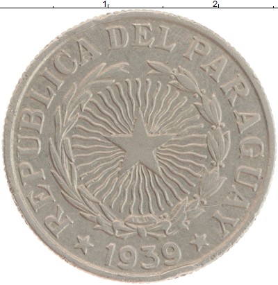 

Монеты Клуб Нумизмат, Монета Парагвай 5 песо 1939 Медно-никель XF