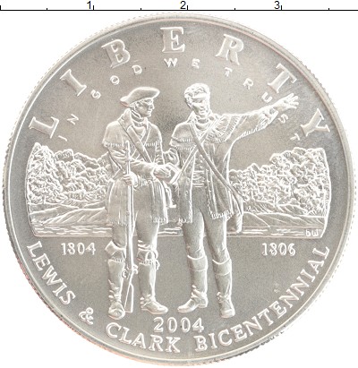 

Монеты Клуб Нумизмат, Монета США 1 доллар 2004 Льюис и Кларк Р Серебро UNC