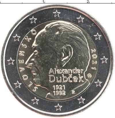 

Монеты Клуб Нумизмат, Монета Словакия 2 евро 2021 100 лет со дня рождения Александра Ду...