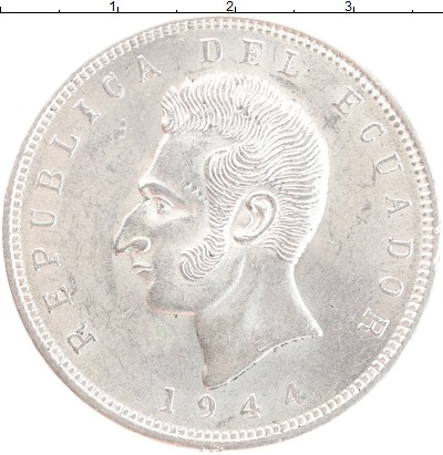 

Монеты Клуб Нумизмат, Монета Эквадор 5 сукре 1944 Сукерос Серебро UNC-