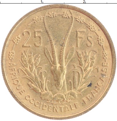 

Монеты Клуб Нумизмат, Монета Французская Западная Африка 25 франков 1956 Бронза XF
