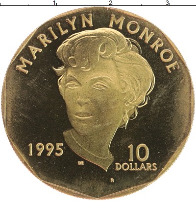 

Монеты Клуб Нумизмат, Монета Маршалловы острова 10 долларов 1995 Мэрлин Монро Латунь UNC-