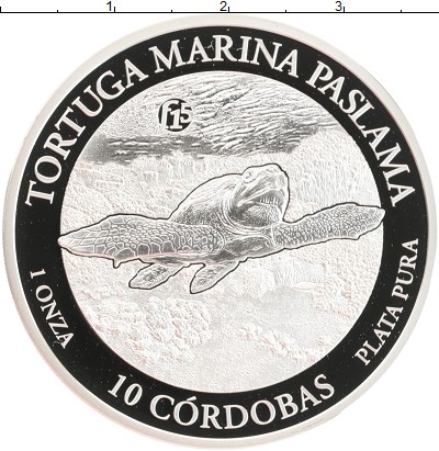 

Монеты Клуб Нумизмат, Монета Никарагуа 10 кордоба 2016 Черепаха Серебро Proof