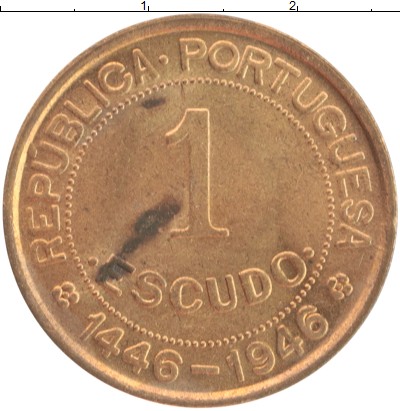 

Монеты Клуб Нумизмат, Монета Гвинея-Бисау 1 эскудо 1946 500 лет открытию Гвинеи Бронза XF