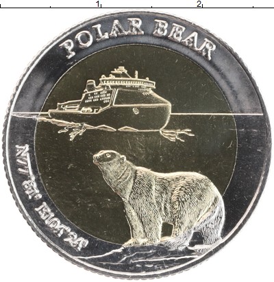 

Мелочь Клуб Нумизмат, Монета Арктика 5 долларов 2022 Полярный медведь Биметалл UNC