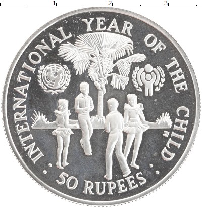 

Монеты Клуб Нумизмат, Монета Сейшелы 50 рупий 1980 Международный год детей Серебро Proof-