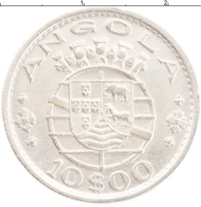 

Монеты Клуб Нумизмат, Монета Ангола 10 эскудо 1952 Серебро XF