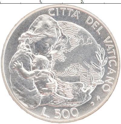 

Монеты Клуб Нумизмат, Монета Ватикан 500 лир 1995 Международный год женщин Серебро UNC