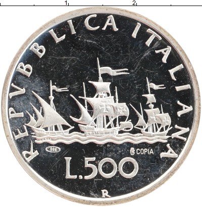 Монета Италия 500 лир Официальный выпуск Монетного Двора Серебро ...