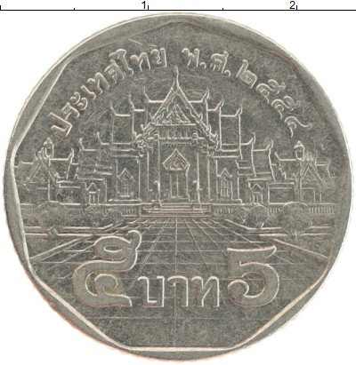 

Монеты Клуб Нумизмат, Монета Таиланд 5 бат 2011 Рама IX Медно-никель XF