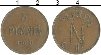 монета - 1894 – 1917 николай ii 5 пенни - подробная информация фото 1