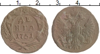 монета - 1741 – 1761 елизавета петровна 1 деньга - подробная информация фото 1