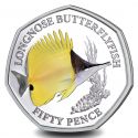 Читать новость нумизматики - Желтая длиннорылая рыба-бабочка на 50 пенсах