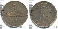 Монета 1894 – 1917 Николай II 5 пенни Медь 1898