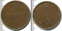 Монета 1894 – 1917 Николай II 5 пенни Медь 1914