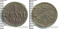 Монета 1855 – 1881 Александр II 1 пенни Медь 1869