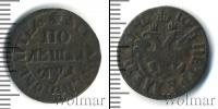 Монета 1689 – 1725 Петр I 1 полушка Медь 1704