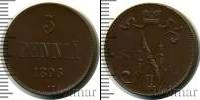 Монета 1894 – 1917 Николай II 5 пенни Медь 1896