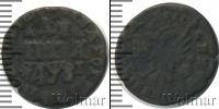 Монета 1689 – 1725 Петр I 1 деньга Медь 1716