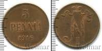 Монета 1894 – 1917 Николай II 5 пенни Медь 1916