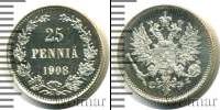 Монета 1894 – 1917 Николай II 25 пенни Серебро 1908
