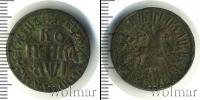 Монета 1689 – 1725 Петр I 1 копейка Медь 1710