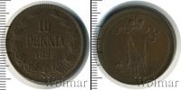 Монета 1894 – 1917 Николай II 10 пенни Медь 1896