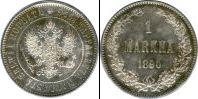 Монета 1881 – 1894 Александр III 1 марка Серебро 1890