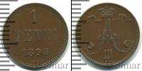 Монета 1881 – 1894 Александр III 1 пенни Бронза 1893