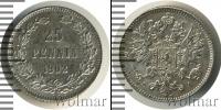 Монета 1894 – 1917 Николай II 25 пенни Серебро 1902