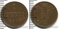 Монета 1894 – 1917 Николай II 1 пенни Бронза 1911