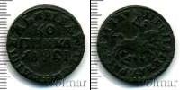 Монета 1689 – 1725 Петр I 1 копейка Медь 1716