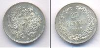 Монета 1894 – 1917 Николай II 25 пенни 1916