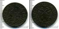 Монета 1689 – 1725 Петр I 1 деньга Медь 1706