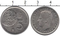монета - испания 5 песет - подробная информация фото 1