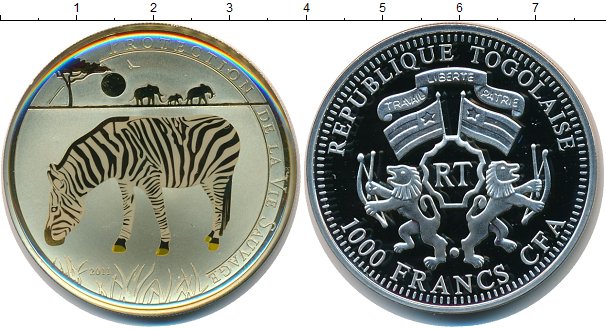 

Мелочь Клуб Нумизмат, Монета Того 1000 франков 2011 Цветная печать Серебро Proof