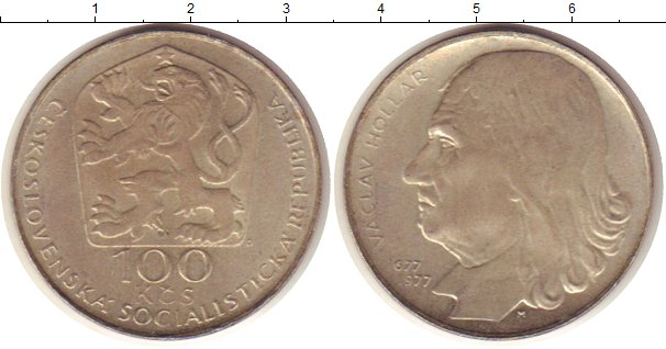 

Монеты Клуб Нумизмат, Монета Чехословакия 100 крон 1977 Вацлав Холлар Серебро UNC-