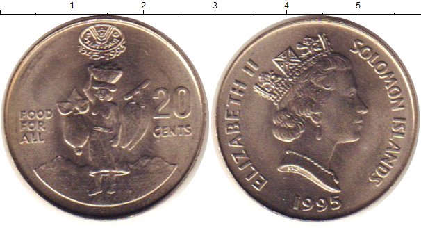 Монета Соломоновы острова 20 центов 1995 Елизавета II Медно-никель UNC
