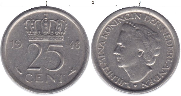 14 80 в рублях. Нидерланды 25 центов 1948. Монета 25 центов 1948 Нидерланды. Монеты Нидерланды фото цена.