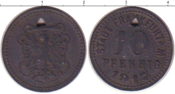 Монета 10 пфеннигов Германия : Нотгельды 1917 года Цинк Франкфурт-на-Майне