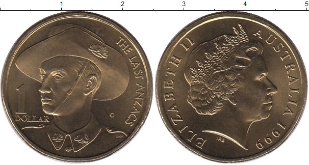 Набор монет Австралия 1 доллар Латунь 1999 UNC фото 2