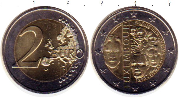 

Монеты Клуб Нумизмат, Монета Люксембург 2 евро 2015 125 - летие династии Нассау - Вай...