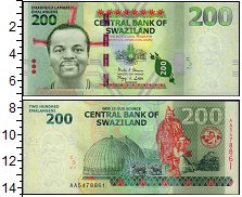 Банкнота Свазиленд 200 эмаланени 2017 Король  Мсвати III UNC